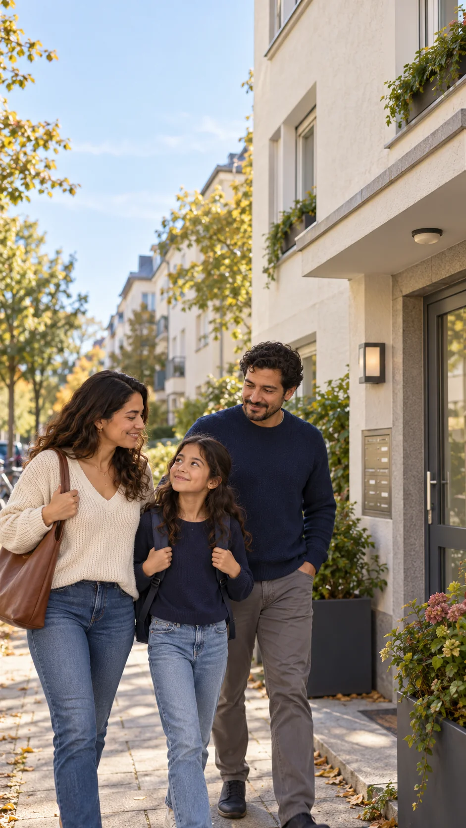 Familia frente a una casa en Alemania
