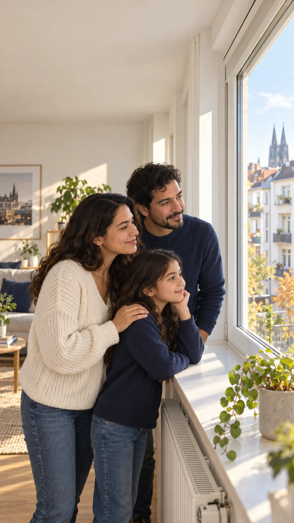 Familia observando una vivienda en Alemania